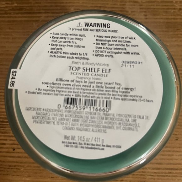 Bath & Body Works Top Shelf Elf 3-Wick Large Candle 14.5 Oz - Picture 7 of 7